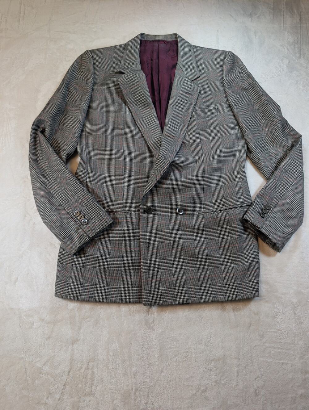 Donna Roma Brioni Italy Plaid Double Breasted Blazer Womens Size 14 Vintage